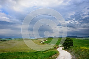 Winding road to a destination in Tuscany